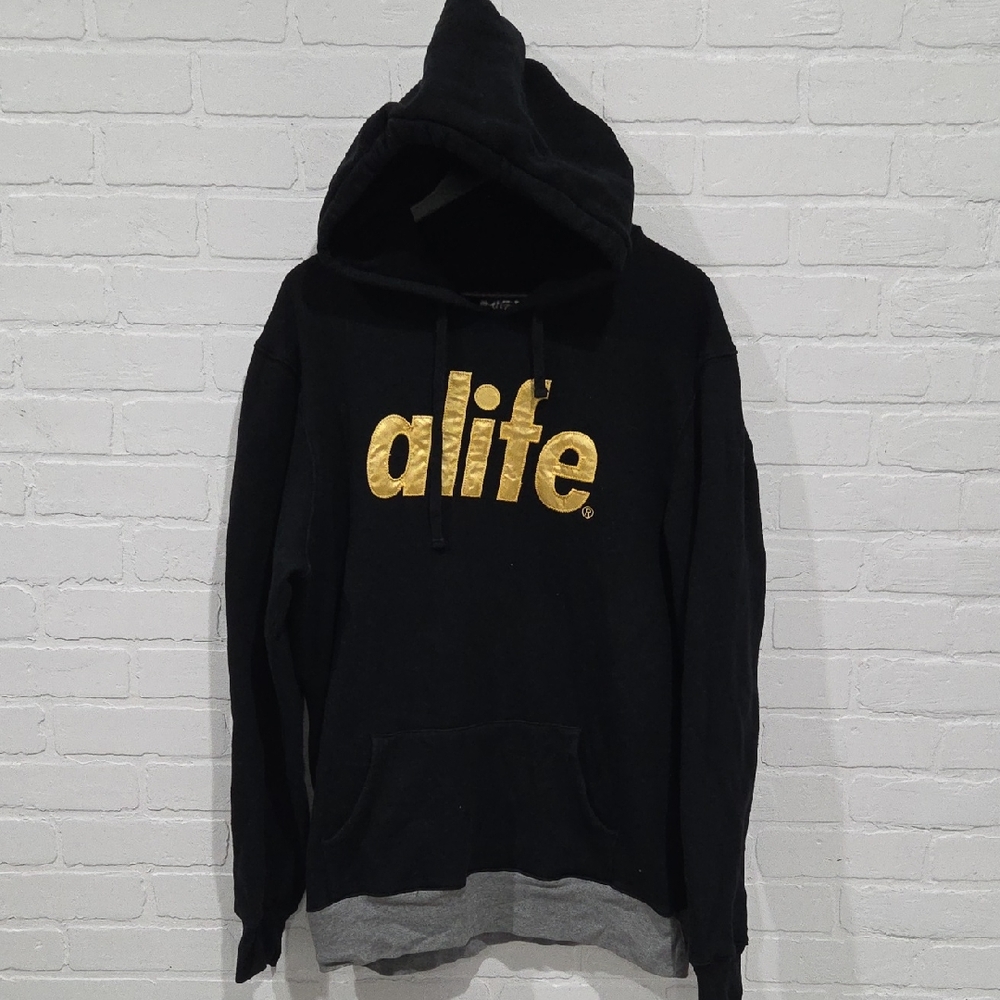 Alife Hoodie in Black with Gold Logo